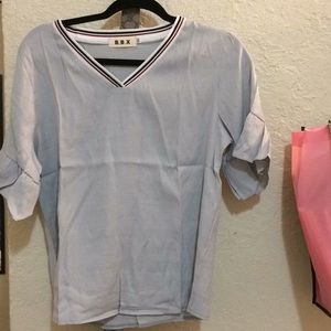 Women’s Grey ruffled short sleeved blouse